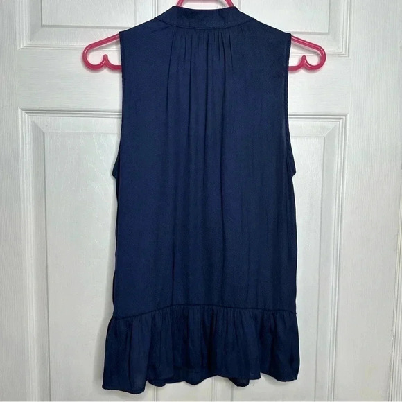 Denver Hayes Blouse Sleeveless U-Shape Neckline Semi-Sheer Peplum Blue Sz Medium - Picture 11 of 16